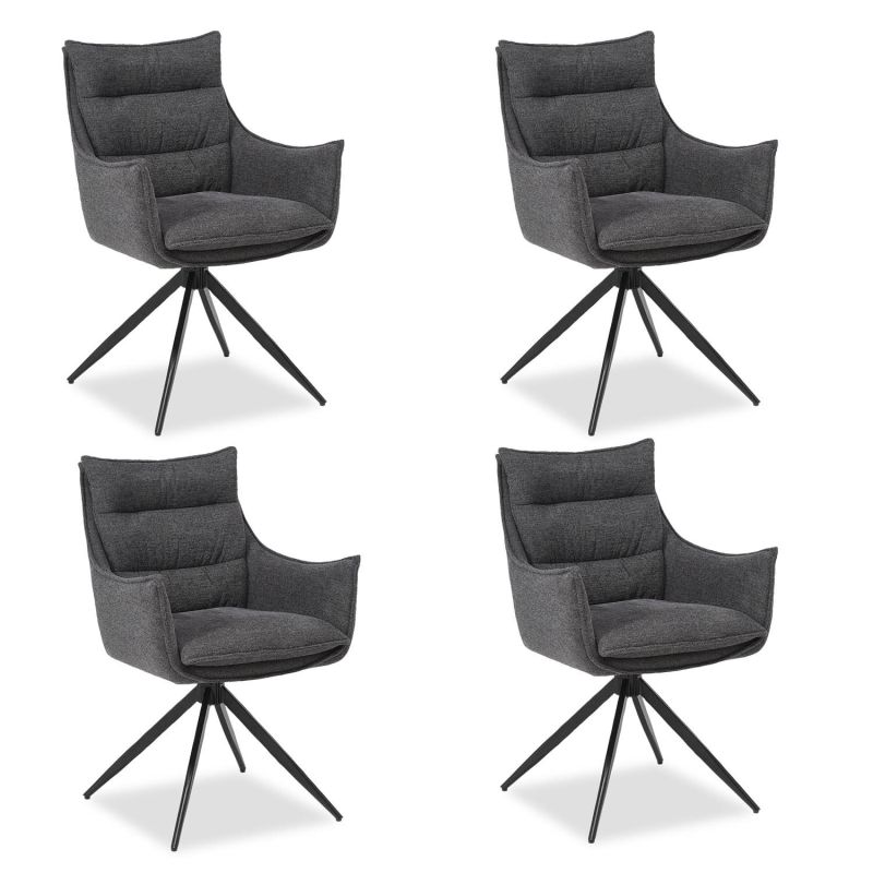 Chaises salle à manger lot de 4 tissu anthracite