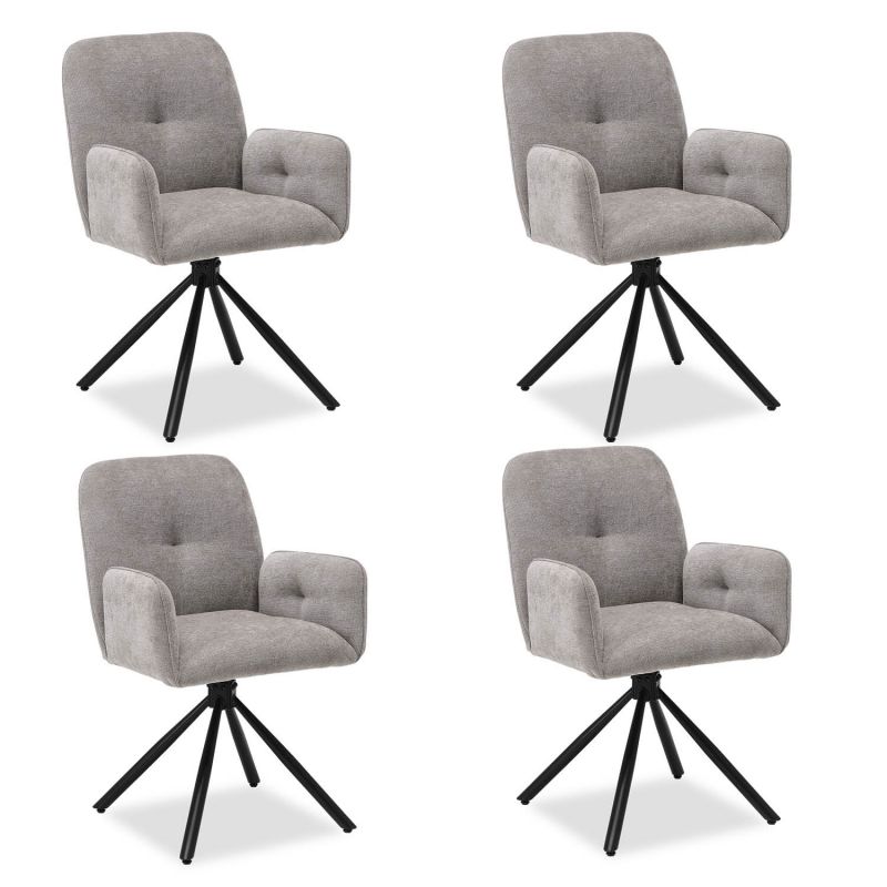 Chaises salle à manger lot de 4 tissu gris
