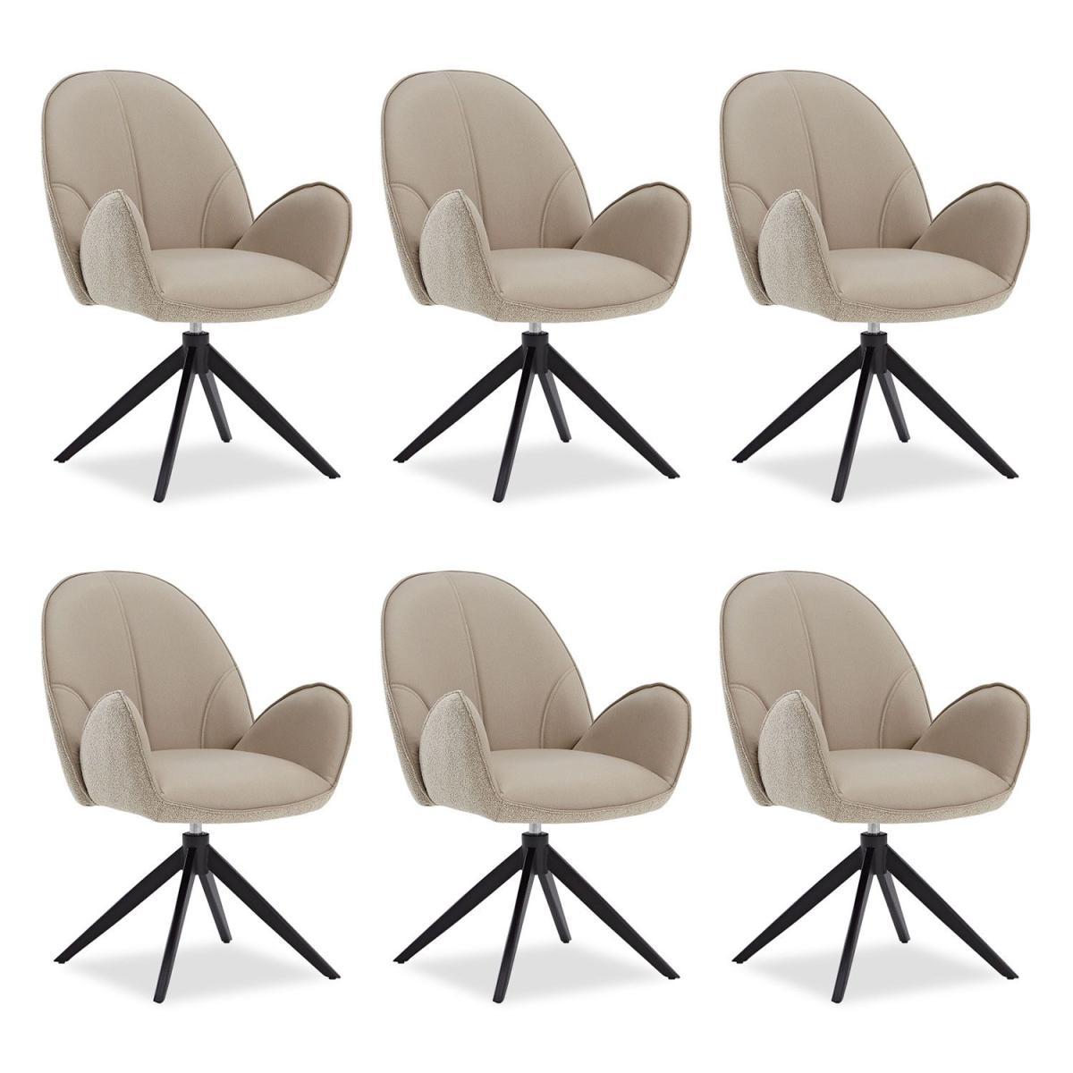 Chaises salle à manger lot de 6 bouclé beige