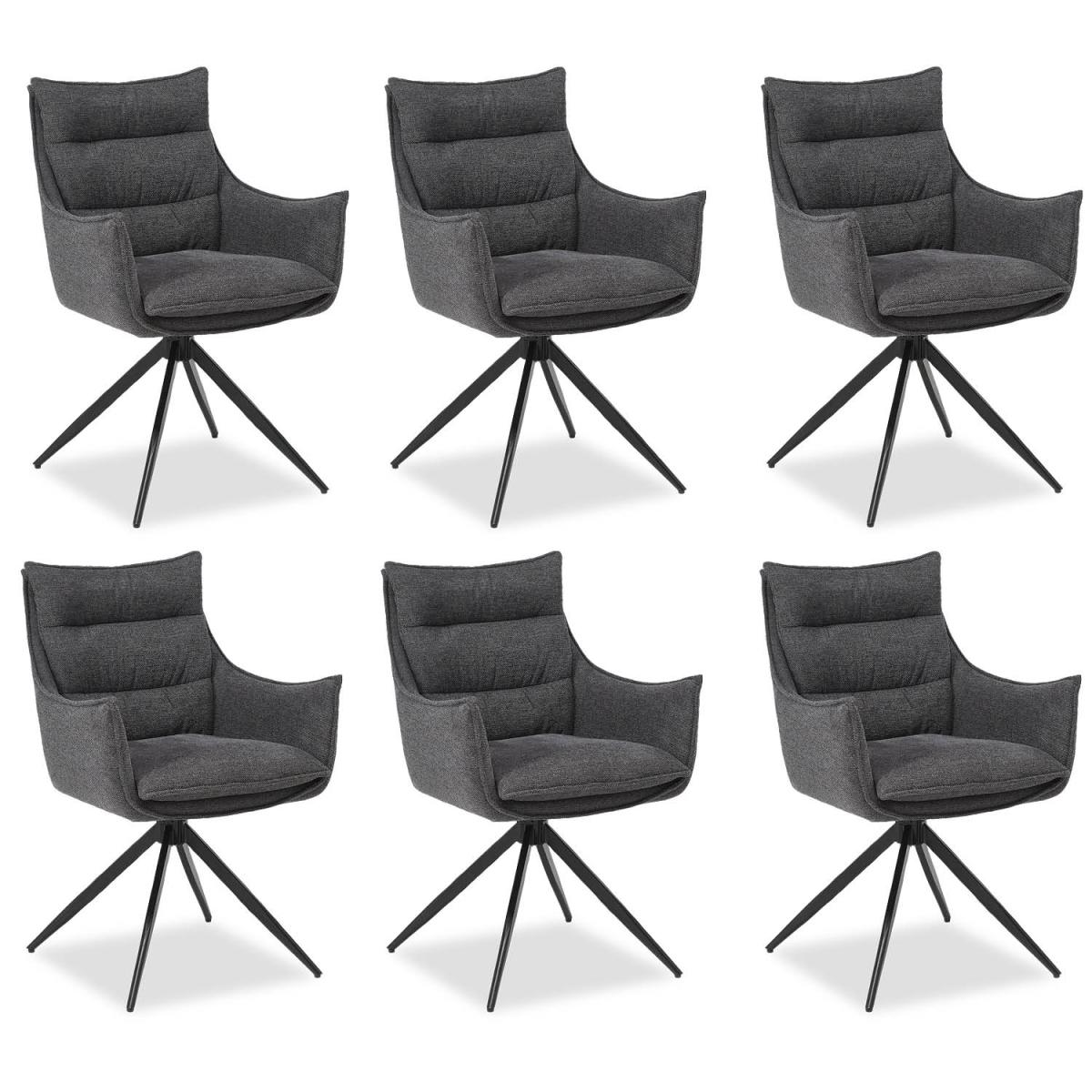 Chaises salle à manger lot de 6 tissu anthracite