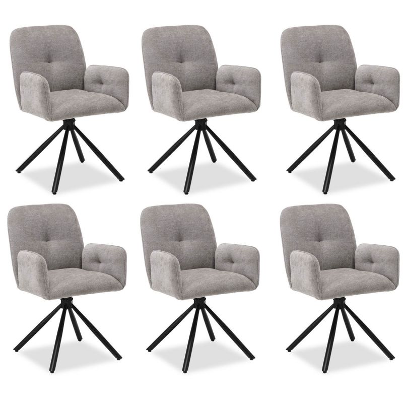 Chaises salle à manger lot de 6 tissu gris