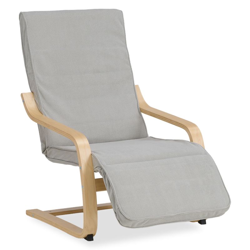 Fauteuil relax avec repose-pieds velours côtelé gris