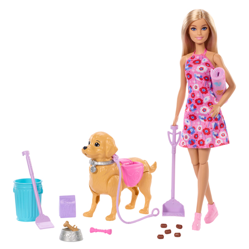 Barbie en balade du chien