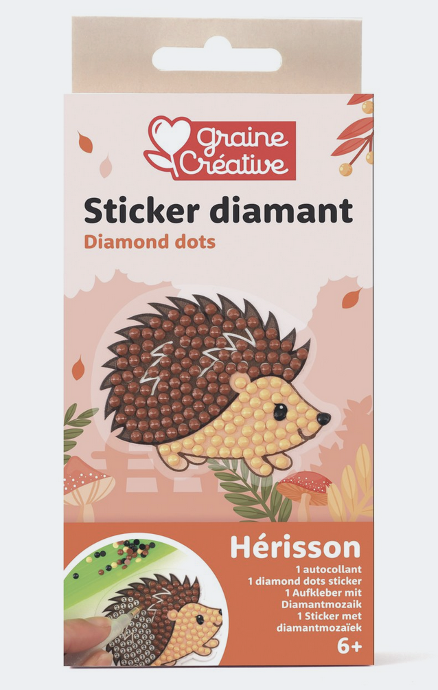 Graine creative - kit diamants mosaique sticker - herisson