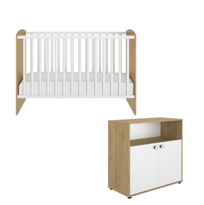 Ensemble duo lit 60x120 et commode