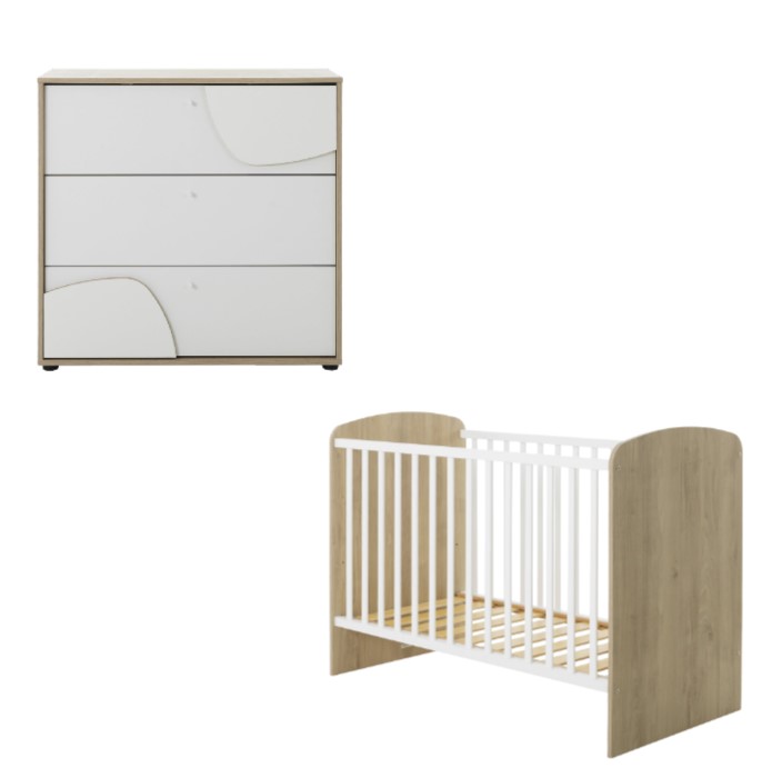 Ensemble duo lit 70x140 - commode 3 tiroirs