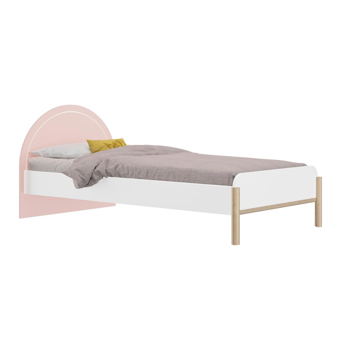 Lit simple 90x200 cm rose blanc