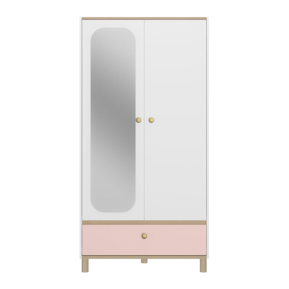 Armoire 2 portes 1 tiroir rose