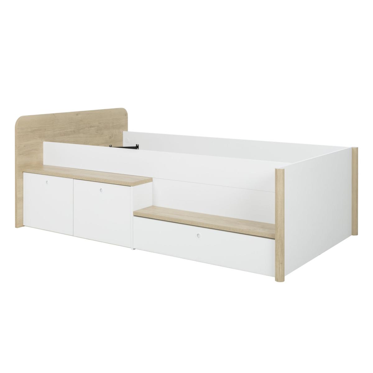 Lit combiné 90x200 cm blanc bois