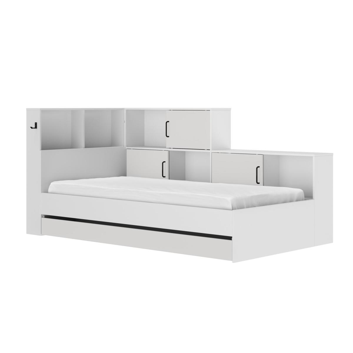 Lit rangement erwan 90x200 blanc