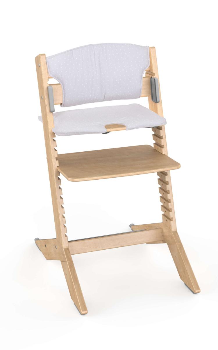 NALA - Chaise haute en bois bébé et enfant avec coussin