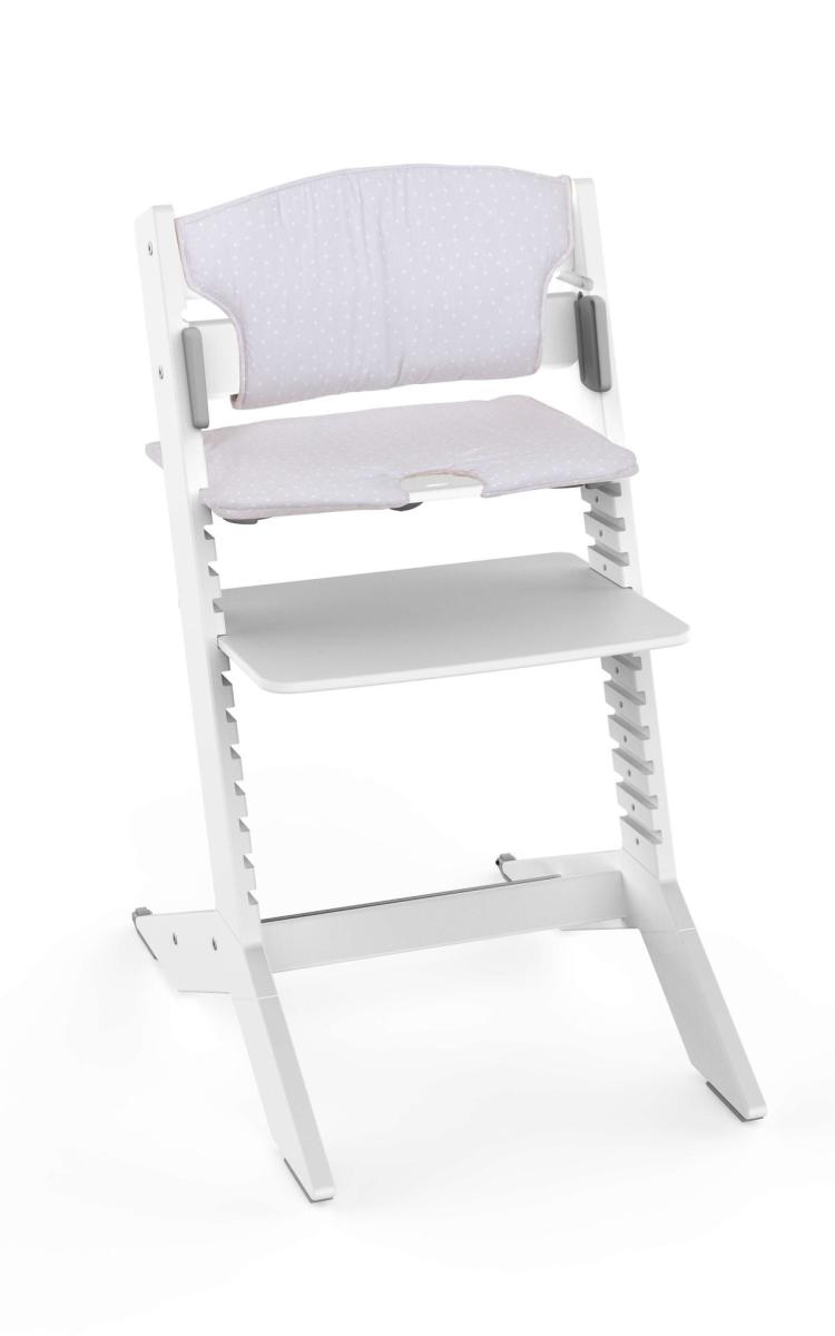 NALA - Chaise haute en bois blanche - coussin