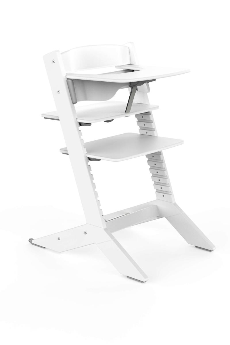 NALA - Chaise haute blanche en bois avec tablette