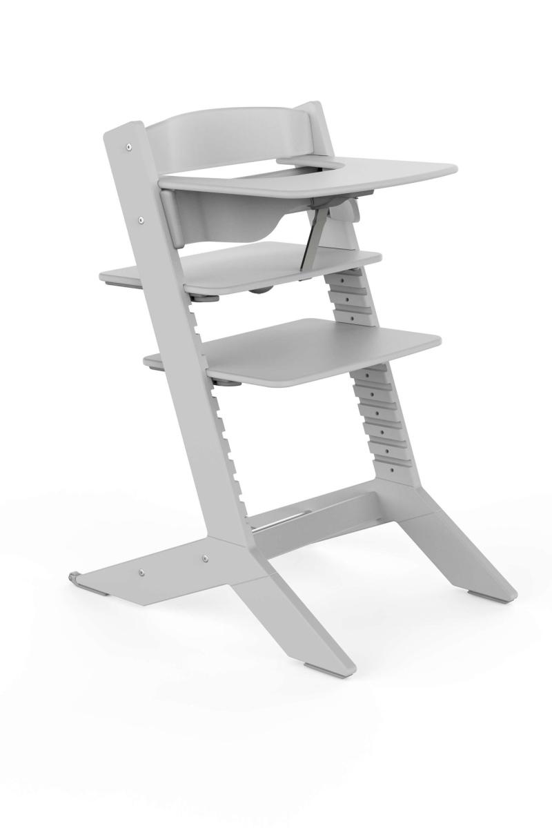 NALA - Chaise haute en bois avec tablette - gris