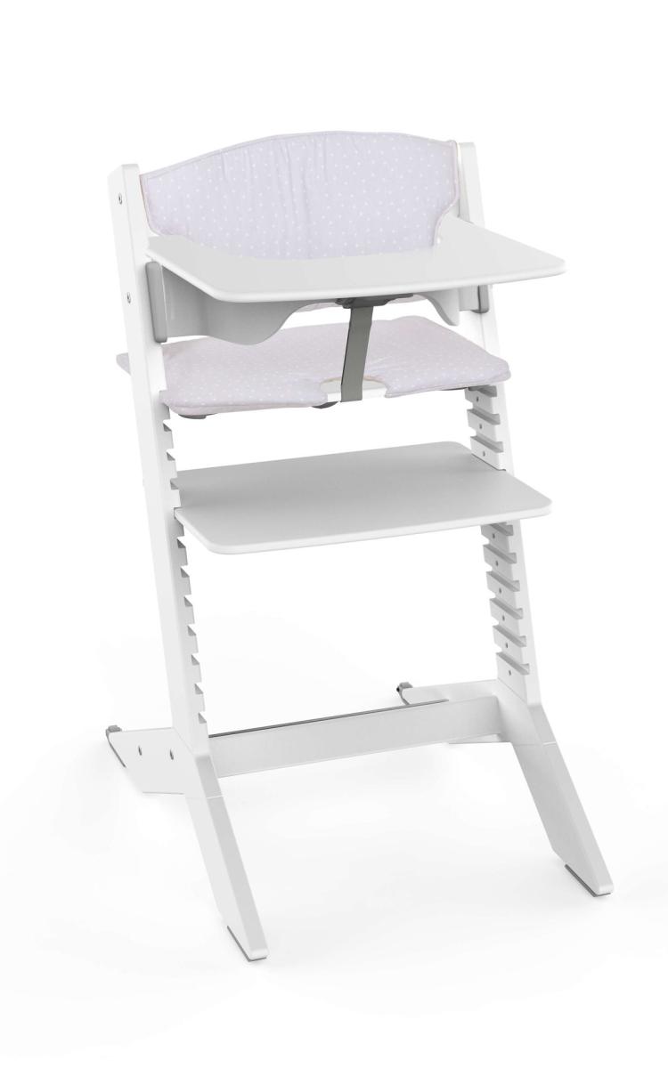 NALA - Chaise haute en bois - blanc- coussin tablette
