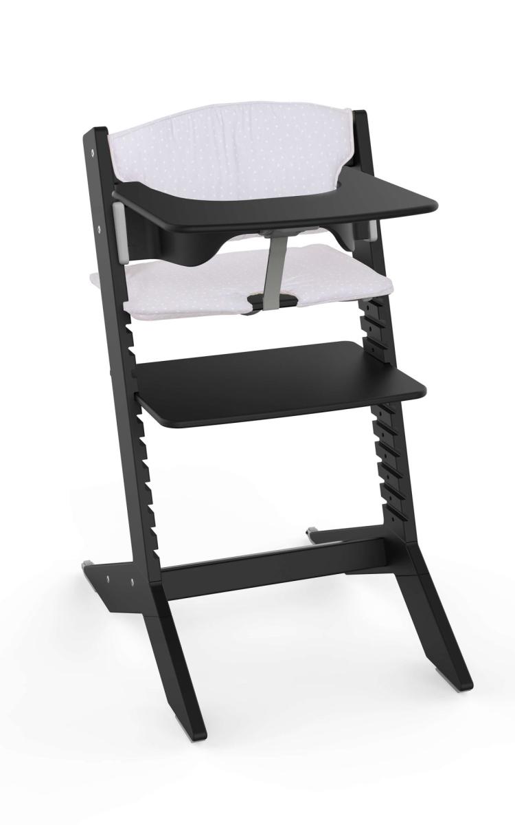 NALA - Chaise haute en bois - noir - coussin tablette