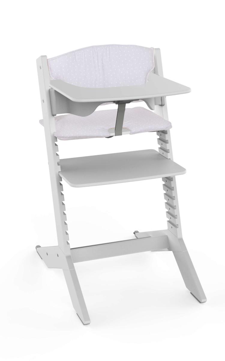 NALA - Chaise haute en bois - gris - coussin tablette