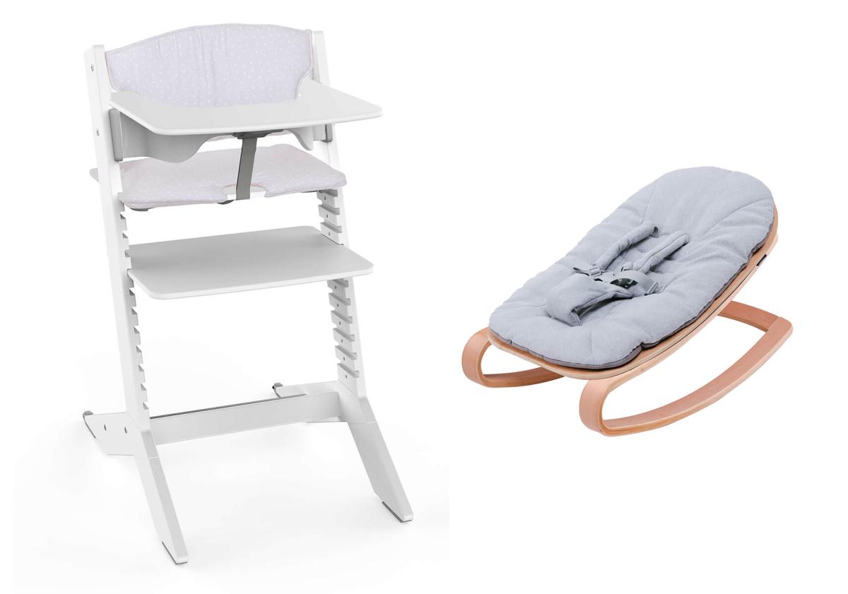 NALA - Chaise haute en bois - kit complet blanc