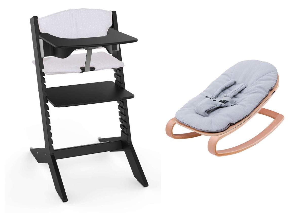 NALA - Chaise haute en bois - kit complet noir