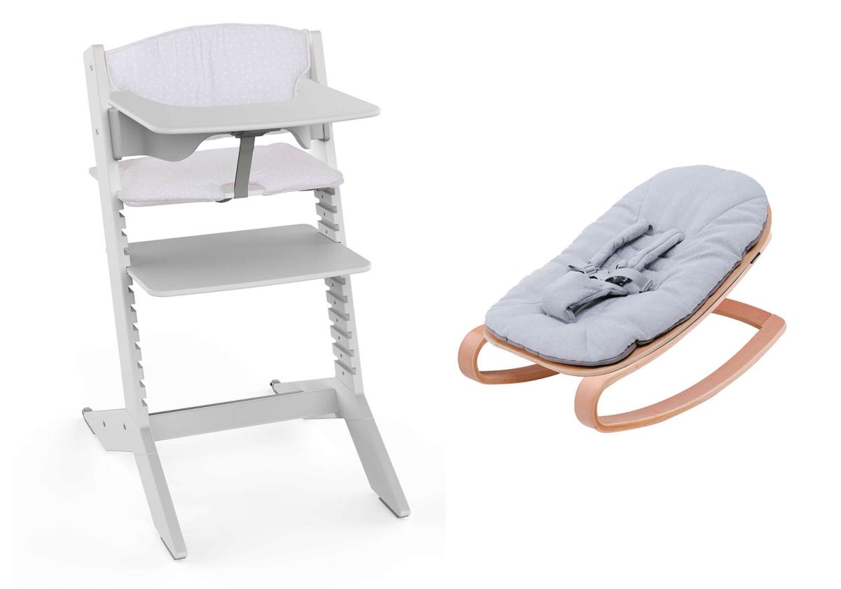 NALA - Chaise haute en bois - kit complet gris