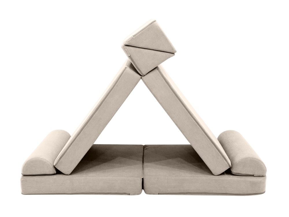 Canapé enfant beige avec tunnel en velours