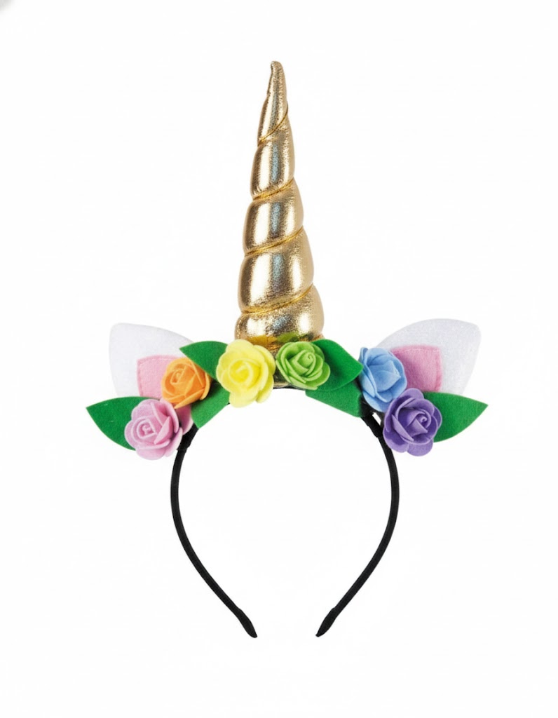 serre tete licorne doré a fleurs