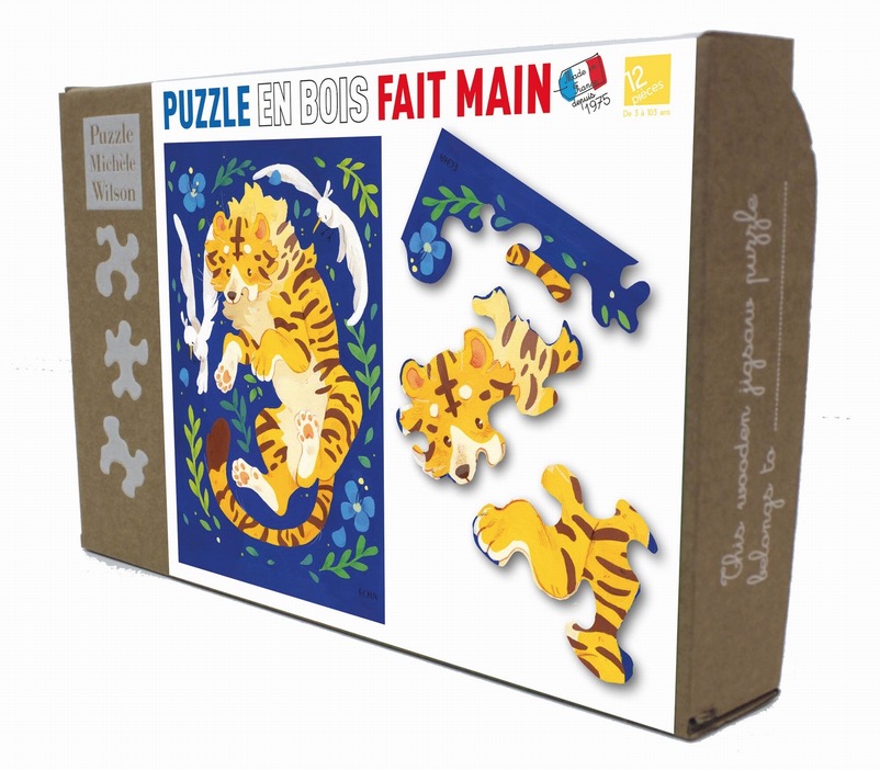 Puzzle 12 pieces en bois Graou le tigre