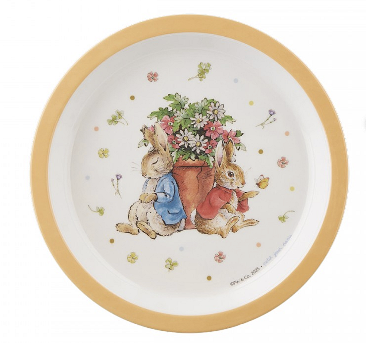 Assiette bébé Pierre Lapin abricot 18cm