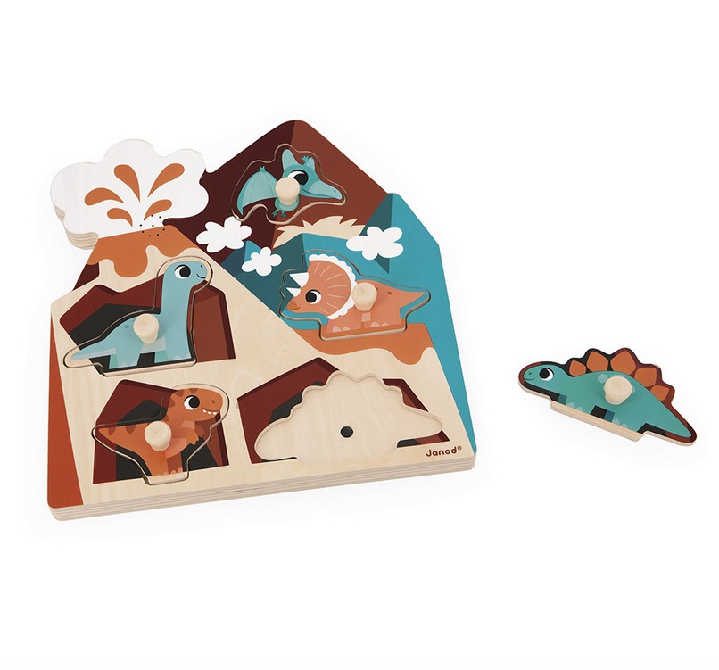 Puzzle encastrement Sonore Dino - 5 pcs