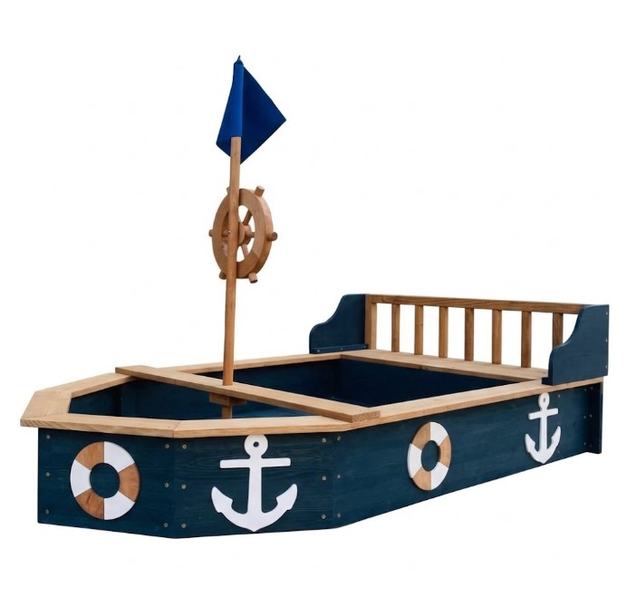 Bac à sable bateau Doris anthracite-marron