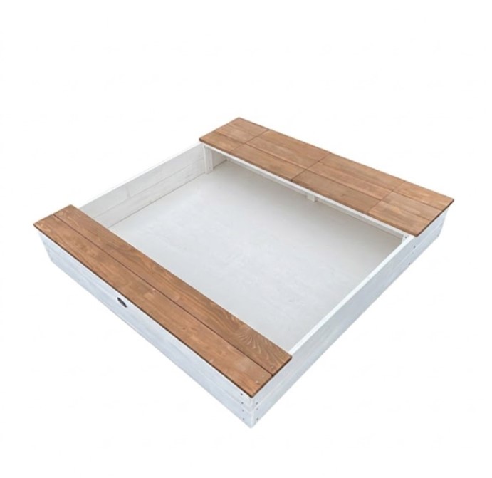 Bac à sable Evy avec bacs rangement blanc-marron