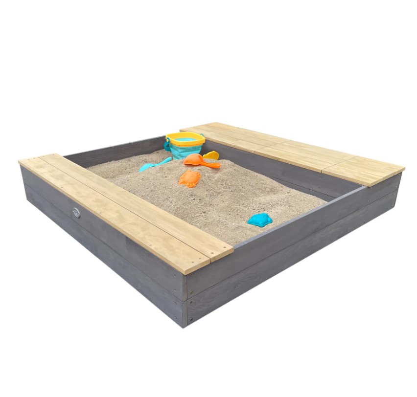 Bac à sable Evy avec bacs rangement gris-marron