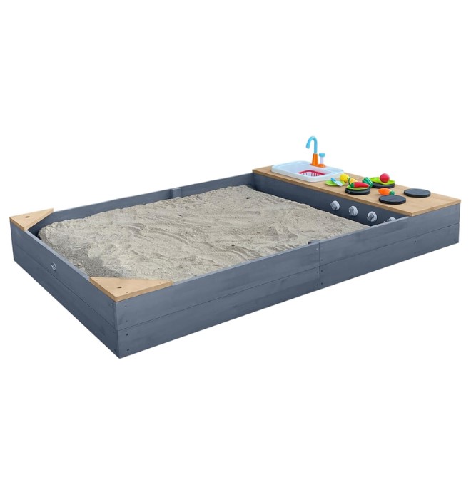 Bac à sable Kelly avec cuisine gris-marron