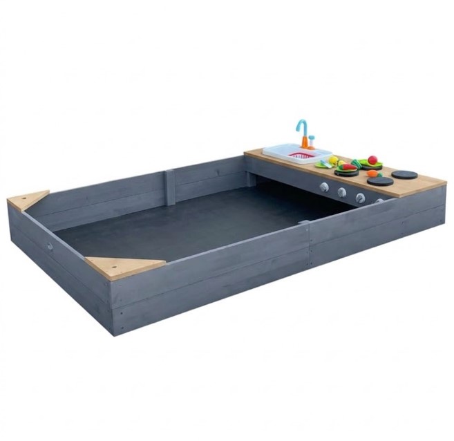 Bac à sable Kelly avec cuisine gris-marron