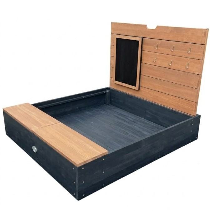 Bac à sable Mandy rangement + couvercle anthr.-marron