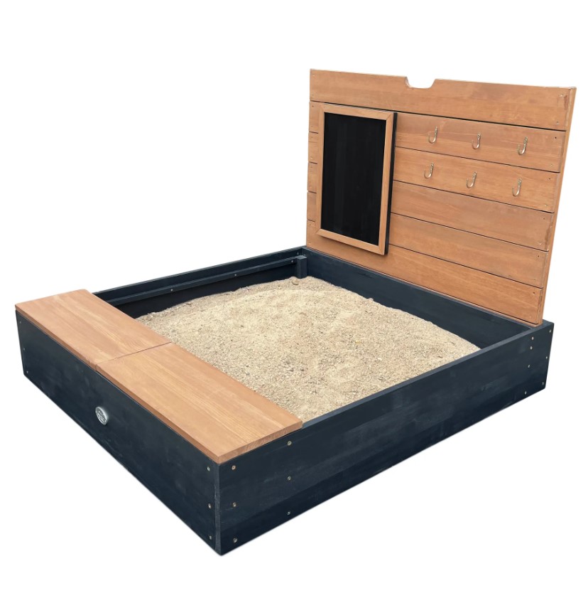 Bac à sable Mandy rangement + couvercle anthr.-marron