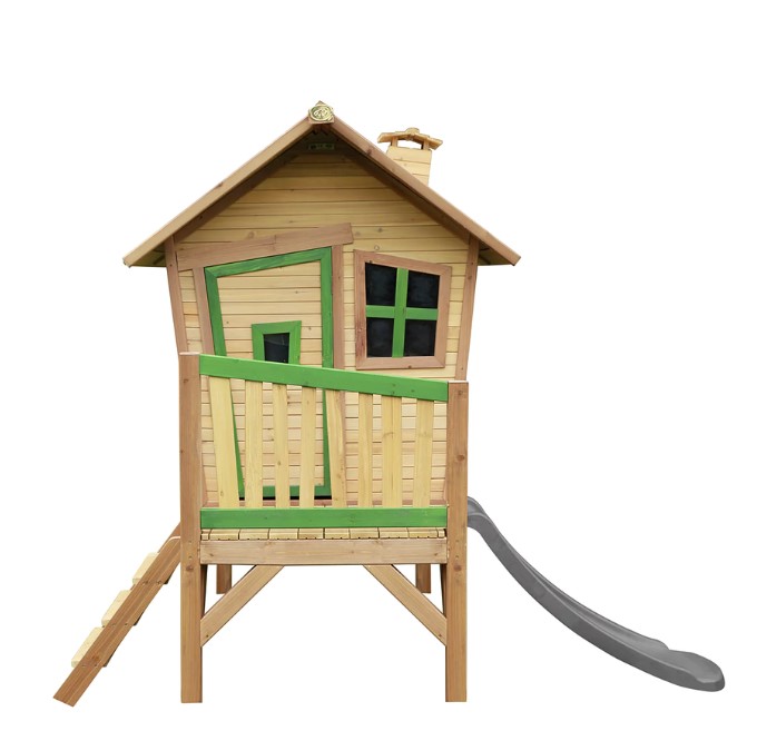 Maisonnette Robin marron-vert toboggan gris