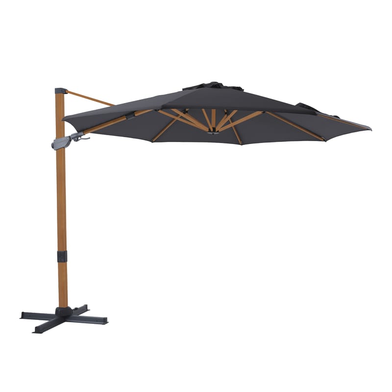 Parasol Cyrus Ø300 gris mât marron