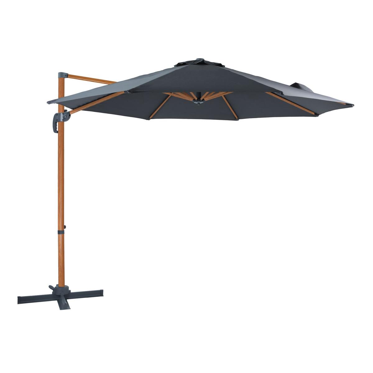 Parasol Marisol Ø300 gris mât marron