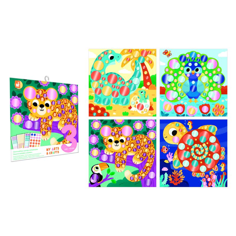 gommettes rondes metal animaux