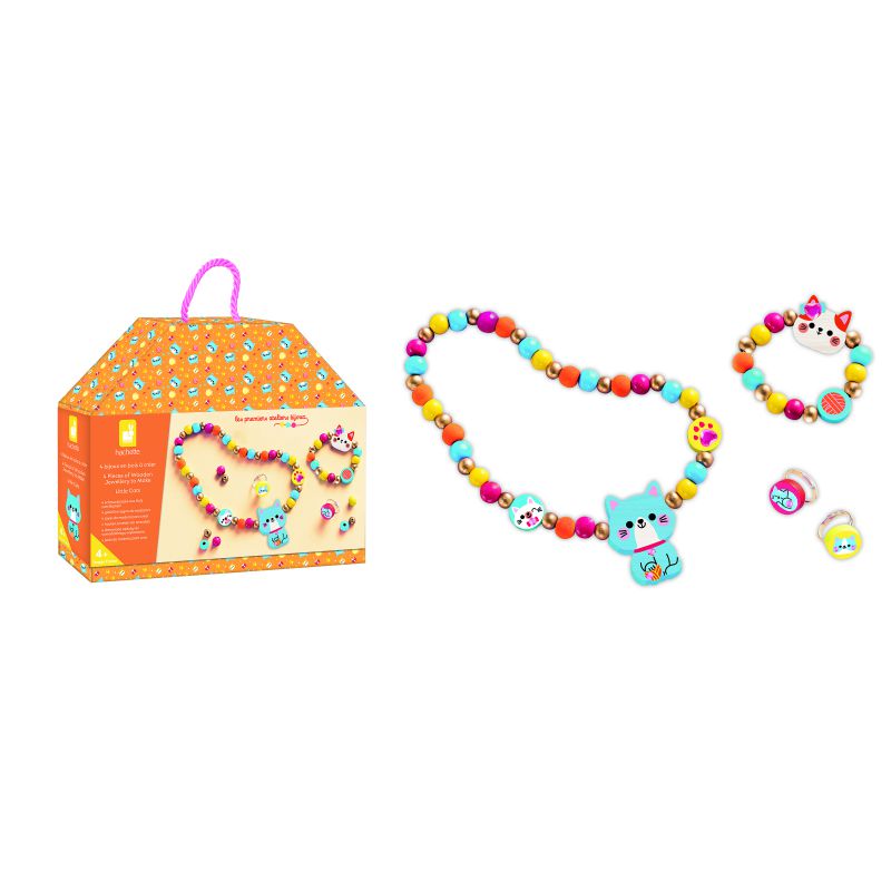 4 petits bijoux en bois à créer - petits chats
