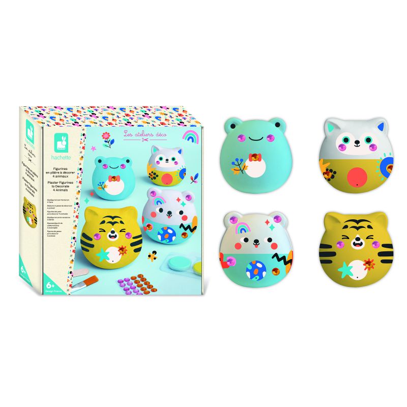 4 figurines décoratives en plâtre