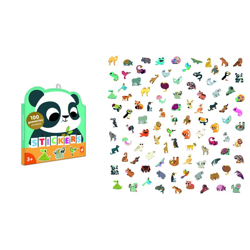 100 autocollants - animaux exotiques
