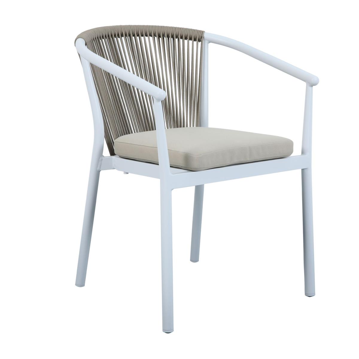 Lot 2 chaises alu Suvi taupe-blanc