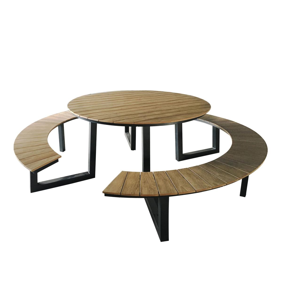 Ensemble repas alu Taco rond table + 2 bancs anthr.