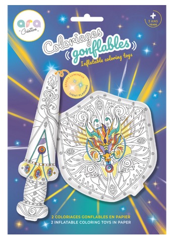 Coloriage Gonflable – Kit epee et bouclier lumineux