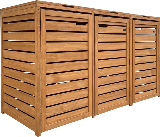 Bac conteneur bois Lex marron 3x240L