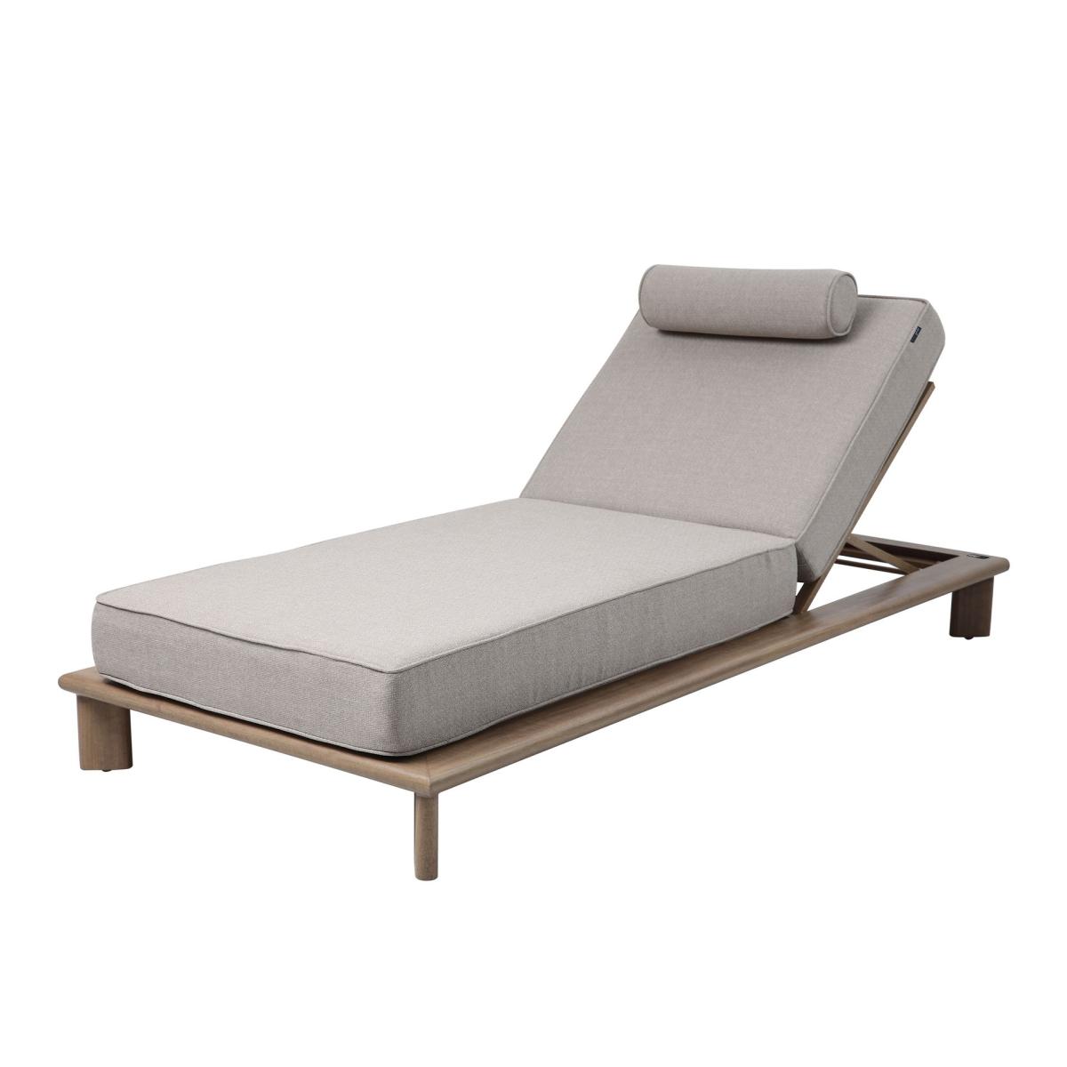 Chaise longue alu Blake beige effet bois