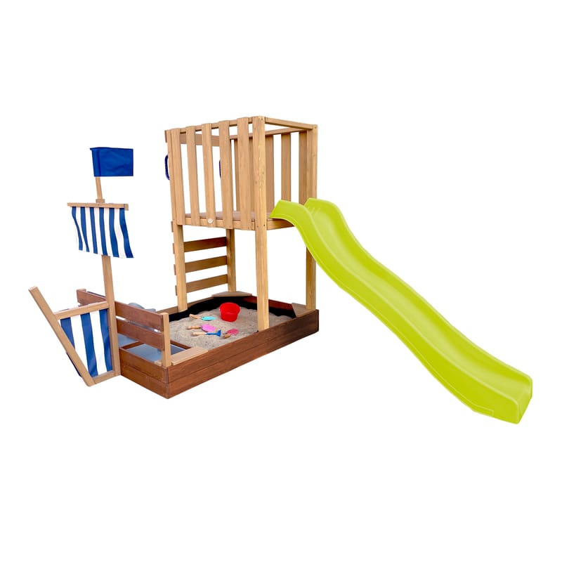 Tour Vicky avec bac à sable toboggan vert citron