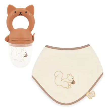 Coffret Bavoir et Grignoteuse Ecureuil